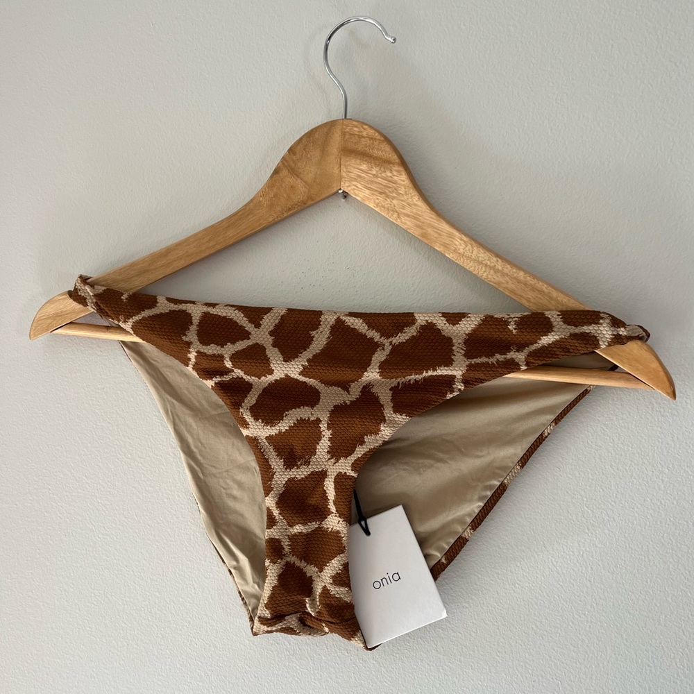 Onia Brown Giraffe Print Bikini Bottoms